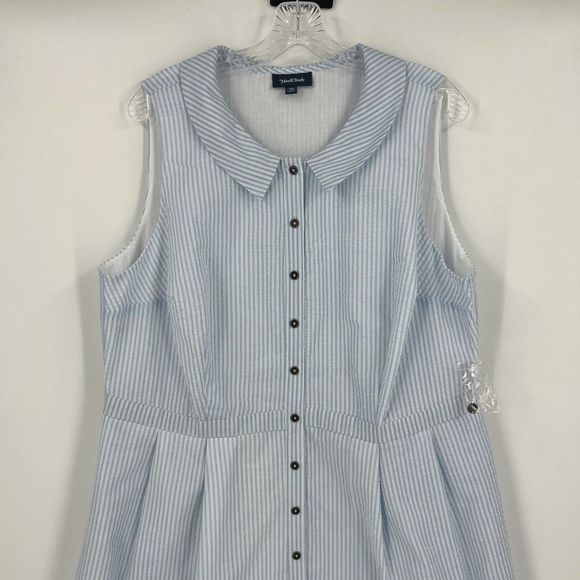 Modcloth Blue Stripe Broadcast Coordinator Sleeveless Shirt Dress Size 20 - Picture 6 of 13